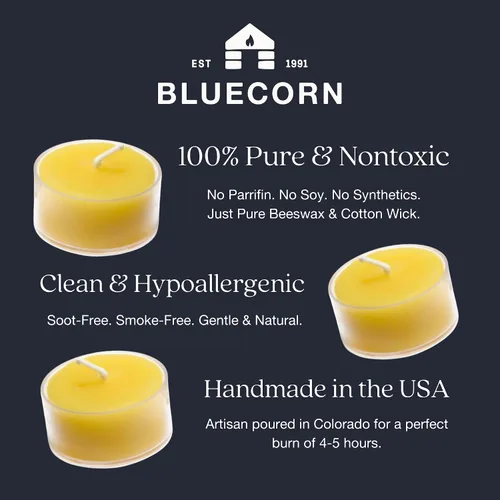 Vista 3 de Bluecorn Beeswax, velas 100 % cera de abeja, color marfil Crudo