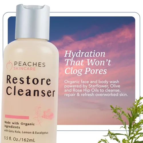 Vista 2 de Peaches Skincare - Jabón facial vegano después del entrenamiento con Gotu Kola, citronela y eucalipto, suave lavado facial diario para sudor