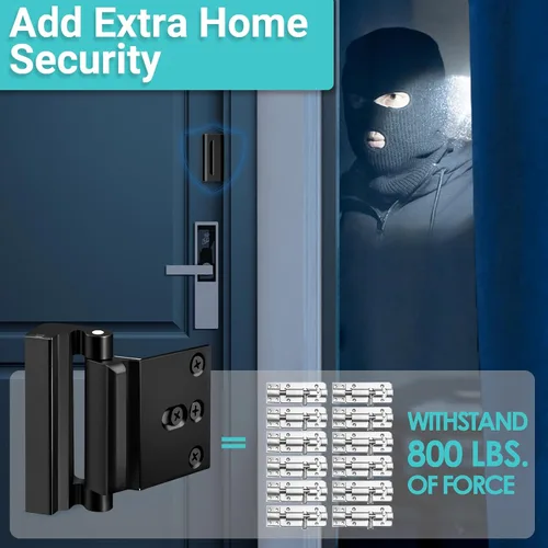 Vista 2 de Cerradura de refuerzo de puerta de seguridad para el hogar para niños, cerraduras de puerta delantera mejoradas, soporta 800 libras de metal a