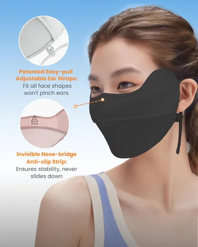 Vista 3 de BENEUNDER Protección solar UV para la cara, bufanda para el cuello, UPF150+, transpirable, refrescante, para actividades al aire libre de verano