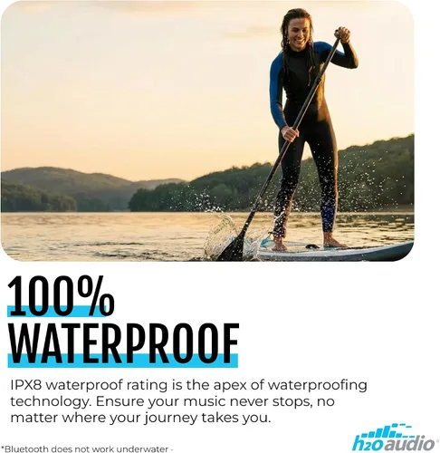 Vista 5 de H2O Audio TRI Run Auriculares de conducción ósea abierta. Auriculares multideportivos a prueba de sudor para correr, ciclismo y remo. Auriculares