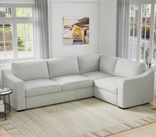 Vista 25 de ELUCHANG Sofá moderno de 85 pulgadas para sala de estar, sofá de lino natural de 3 plazas con asientos extra profundos, cojín tapizado y funda