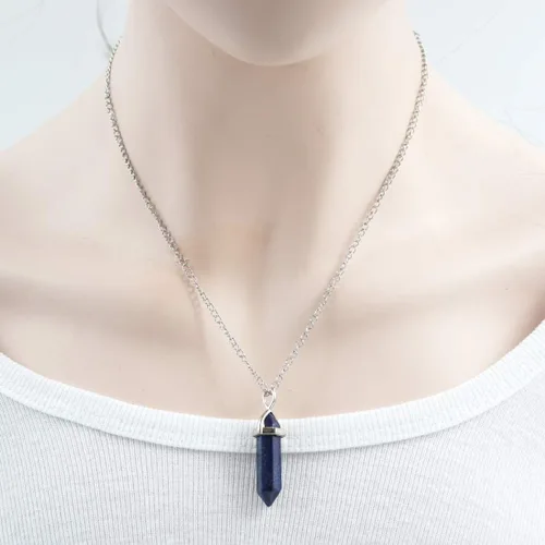 Vista 6 de 1 collar con colgante de bala de piedra preciosa natural, piedra de cristal curativo, cuarzo, reiki, chakra, energía de roca de 18 pulgadas, joyería