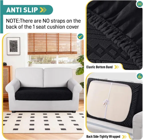 Vista 5 de Ruaozz Fundas de Cojines de Sofá para Sofá Seccional Fundas de Cojines de Asiento Elásticas Fundas de Sofá Lavables para Muebles Suaves