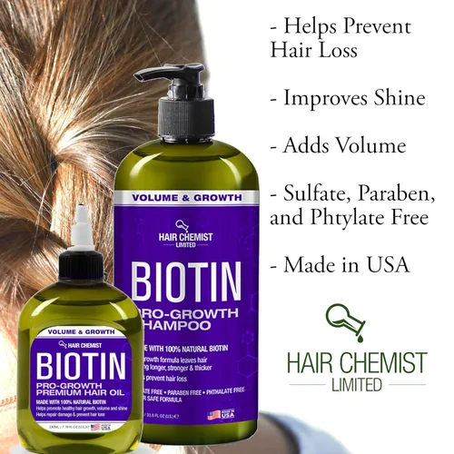 Vista 3 de Hair Chemist Biotin Pro-Growth - Aceite para el cabello de alta calidad, 7.1 oz.