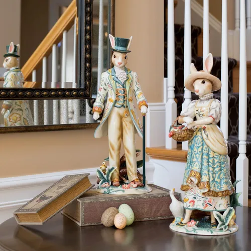 Vista 8 de Fitz and Floyd Dapper - Figura de cerámica femenina de conejo, 20 pulgadas
