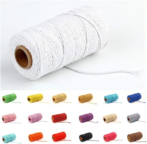 Vista 25 de Cordón de macramé de algodón 2 mm x 109 yardas, cuerda de algodón colorida para manualidades DIY, ganchos de plantas (Beige)