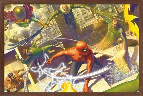 Vista 10 de Trends International Póster de Marvel Comics - Spider-Man - Battle with Sinister Six, 14.725 x 22.375 in, versión enmarcada de Barnwood