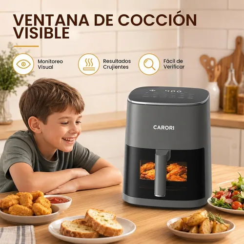 Vista 8 de CARORI Freidora de aire de 6 cuartos de galón con ventana de visión, 12 preajustes, 1700 W, 400 °F máximo, cesta antiadherente grande apta
