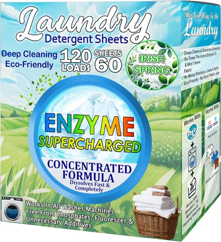 Vista 8 de Hojas de detergente ecológico para ropa (120 hojas grandes), a base de plantas, biodegradables para lavar a máquina, sin líquidos, sin plástico