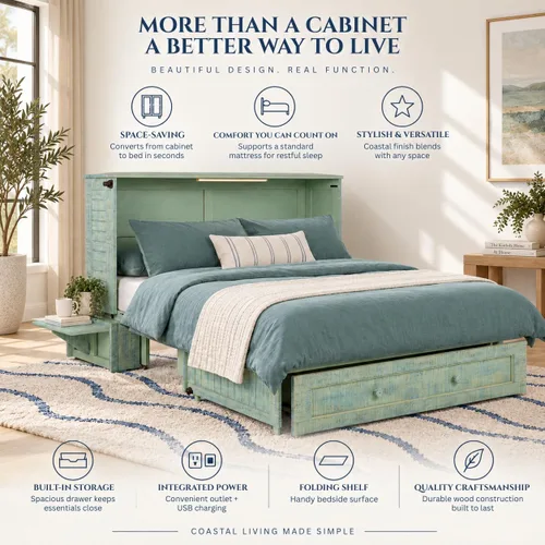 Vista 7 de Night & Day Muebles Poppy Skye con colchón Murphy Cabinet Bed, Queen