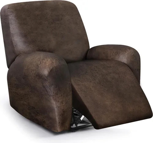 Vista 15 de ANARACHON Fundas para sillas reclinables con aspecto de cuero, funda elástica de 4 piezas, funda suave para silla reclinable, protector de muebles