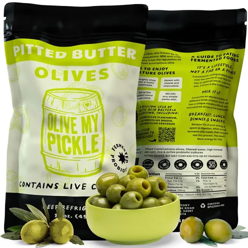 Vista 9 de Olive My Pickle Green Olives - Mantequilla sin hueso de 16 onzas 1 paquete de aceitunas Castelvetrano saludables de cultivo vivo sin hueso
