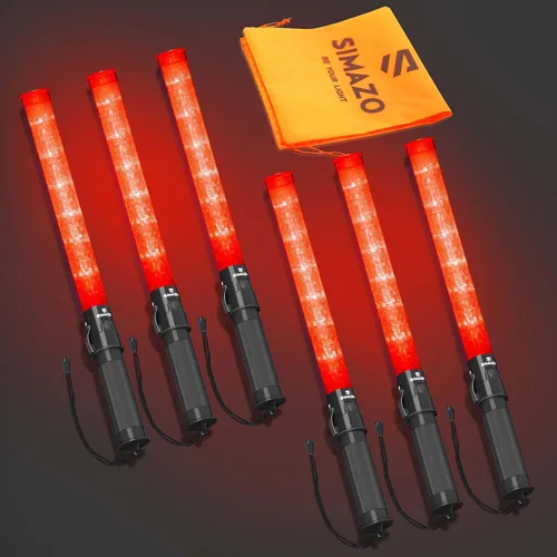 Vista 8 de Paquete de 2 varitas de tráfico, varita roja de control de tráfico de 21 pulgadas con 3 modos de parpadeo, bastón de seguridad de tráfico LED