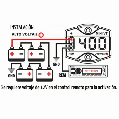 Vista 7 de Stetsom MiniVT-HV - Pantalla digital Mini voltímetro LED azul de alta precisión, hasta 455 V CC, panel de voltaje de batería de automóvil