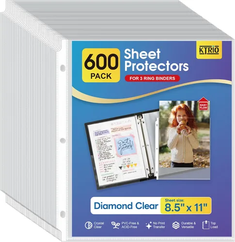 Vista 13 de Ktrio - Protectores de hojas tamaño carta (8.5 x 11 pulgadas), transparentes y antirreflejantes, fundas plásticas con abertura en la parte superior