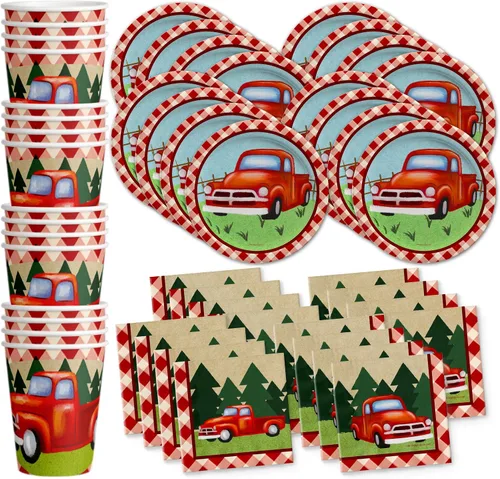 Vista 12 de Juego de suministros para fiesta de cumpleaños de motociclistas, platos, servilletas, vasos, vajilla para 16