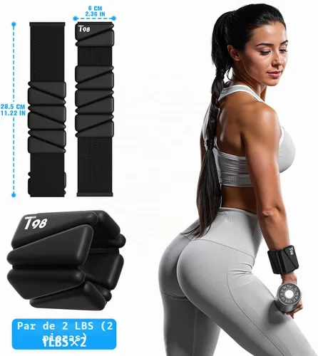Vista 4 de T98 Wrist & Ankle Weights for Women Men, Wearable Wrist Weights Set of 2(1Lbs Each), Adjustable Arm Leg Bracelet Weights for Strength Training Negro