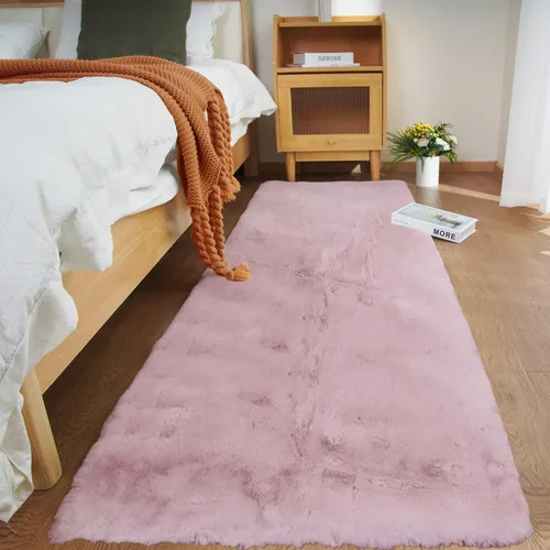 Vista 37 de Ghouse Alfombra ultrasuave de pelo sintético de conejo 2x3, alfombras lavables a máquina para dormitorio, alfombras esponjosas para sala de estar