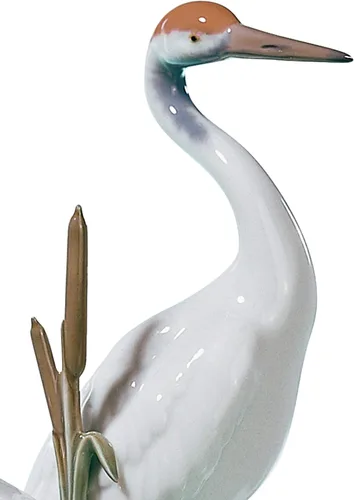 Vista 3 de LLADRÓ Escultura de grúas de cortejo. pájaro grúa de porcelana.