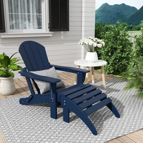 Vista 28 de WestinTrends Malibu - Silla de salón para exteriores, juego de 2 sillas Adirondack con otomana, sillas plegables de madera de polietileno para todo