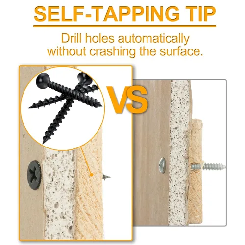 Vista 3 de Tornillos de pared secos negros (1 pulgada (75 tornillos))