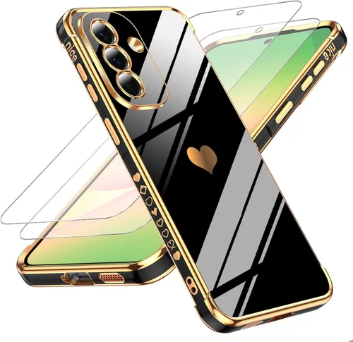 Vista 138 de LeYi Funda para Motorola-G 2025: Love Heart Plating Luxury, Negro