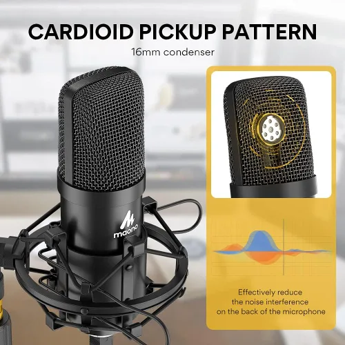 Vista 3 de Kit de micrófono USB MAONO 192KHZ/24BIT AU-A04T para PC, micrófono condensador cardioide para podcast, transmisión, Plug & Play para computadora