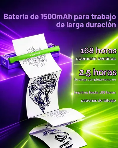 Vista 6 de Máquina de impresora de plantillas de tatuaje Poseidon con papel de Bluetooth inalámbrico, máquina de tatuaje térmico, para artistas del tatuaje