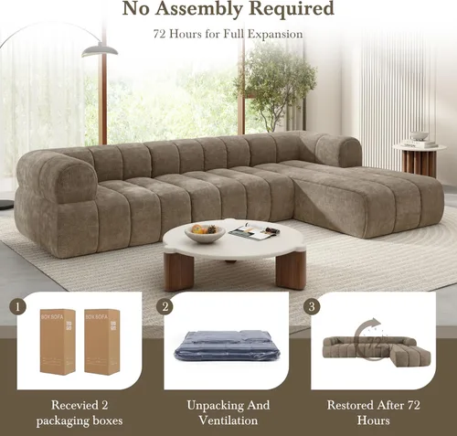 Vista 4 de Christopher Knight Home Mania Sofá Modular en Forma de L de 122" con Chaise Lounge, Juego de Sofá Seccional Moderno para Sala de Estar, Sofá Nube
