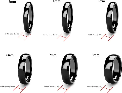 Vista 3 de Tioneer Sterling Silver Plain Dome Wedding Band for Men and Women, Made In USA - Custom Text Personalized Ring, 3mm to 8mm Width, Size 4-13