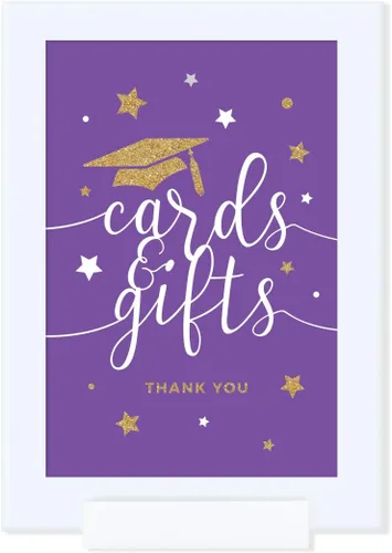 Vista 19 de Andaz Press Colección de fiesta de graduación con purpurina de color morado real y dorado, pancarta colgante con cuerda, Congrats Grad!, 5 pies, 1