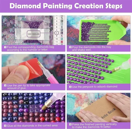 Vista 7 de Kits de pintura de diamantes para adultos, pintura de decoración de otoño por números para adultos, kit de bordado de lienzo para manualidades, arte