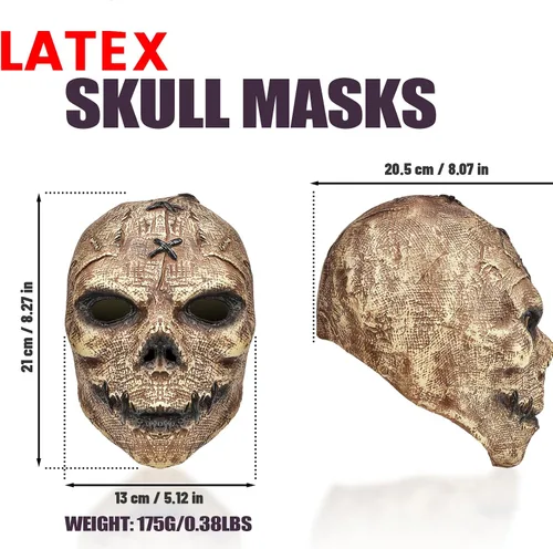 Vista 4 de Máscara de calavera de cabeza completa, disfraz de látex espeluznante