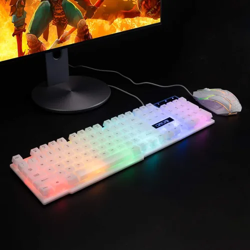 Vista 7 de CHONCHOW Combo de teclado y mouse RGB para juegos teclado iluminado por USB juego de mouse con retroiluminación LED arcoíris para computadora