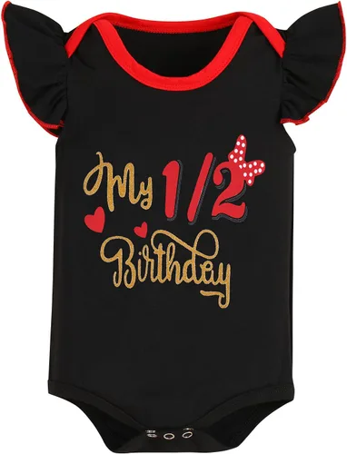 Vista 2 de IMEKIS Conjunto de mameluco para bebé niña de primer y tercer cumpleaños + falda tutú de lunares + diadema para niños pequeños sesión de fotos