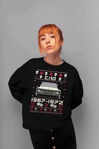 Vista 3 de 67-72 Chevy C10 Glamour - Suéter de Navidad de manga larga