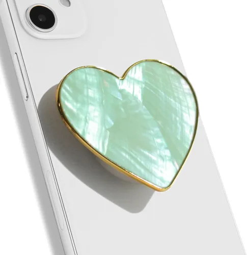 Vista 18 de OnTheGrip - Soporte plegable para teléfono móvil con diseño de concha de mar natural en forma de corazón para teléfono inteligente, tableta