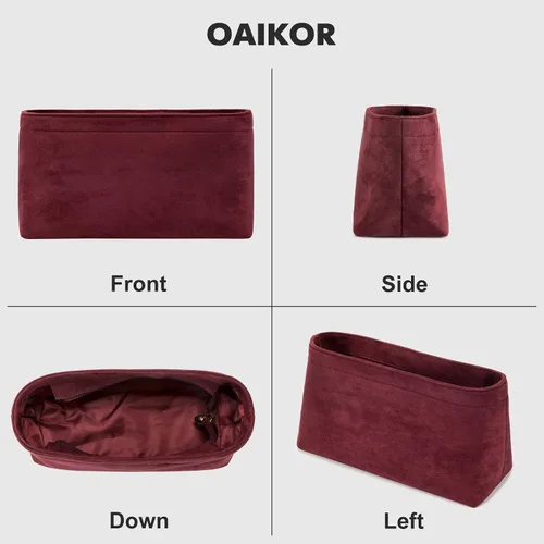 Vista 3 de Organizador de bolso para bolsos, organizador de bolsa de terciopelo para bolso, se adapta a LV Carryall PM y más. (PM-terciopelo rojo vino)