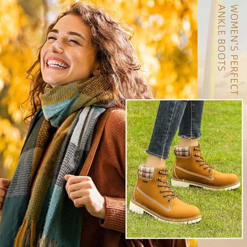 Vista 6 de Kkyc Botas de senderismo para mujer antideslizantes botas casuales.