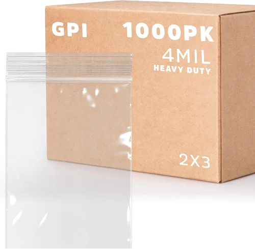 Vista 42 de Bolsas reutilizables de plástico transparente con cremallera – Paquete de 100 unidades GPI a granel de 2 x 3 pulgadas de grosor, resistentes