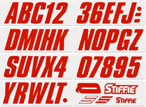 Vista 3 de STIFFIE Shift Red 3" Boat & PWC Registration Decals • Etiquetas Adhesivas Letras Números