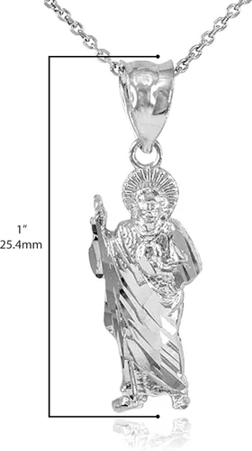 Vista 3 de Collar con dije de plata de ley 925 con dije de San Jude