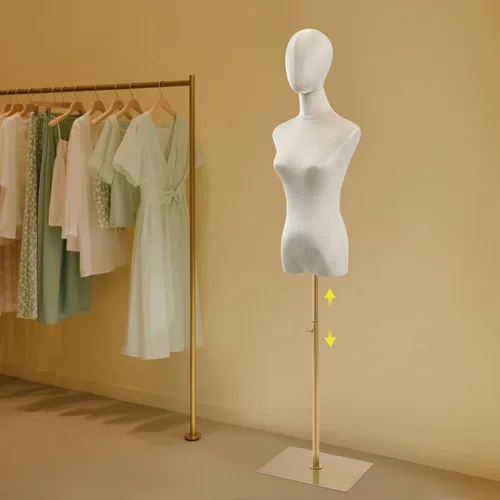 Vista 4 de Vestido de maniquí femenino para adultos, torso con base, altura ajustable, maniquí desmontable, modelo de exhibición de tienda de cuerpo para Beige