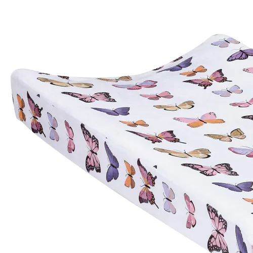 Vista 3 de Lambs & Ivy Butterfly Dreams - Funda para cambiador de forro polar suave, color blanco