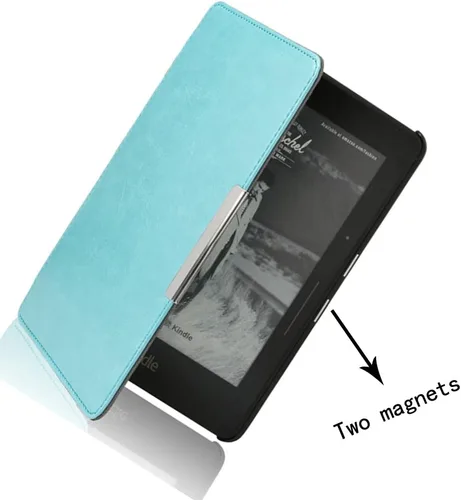 Vista 5 de Funda protectora de piel para Kindle Voyage con función de apagado y encendido automático para Amazon Kindle Voyage (2014) (azul cielo)