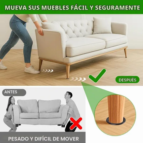 Vista 7 de Copas para ruedas de muebles de 4 pulgadas redondas para base de alfombra, deslizadores de muebles reutilizables para pisos de madera dura