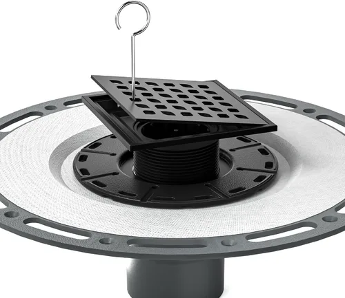 Vista 7 de Desagüe de ducha cuadrado con base de brida de PVC, 4 pulgadas Negro 4