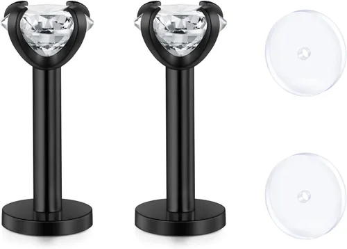 Vista 45 de D.Bella Retenedores de piercing transparentes de 16G para cartílago flexible para hélix, daith, rook, tragus, retenedor de aretes Bioflex, nariz