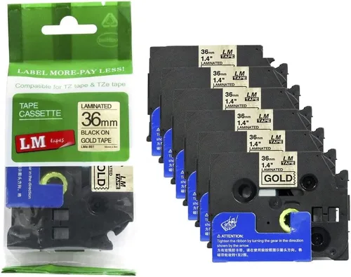 Vista 4 de 2/Pack LMe561 Premium 1.5" Black Print on Blue Label Tape, Compatible with Brother TZe-561 P-Touch Tape 36mm Laminated Replacement Label Tape.